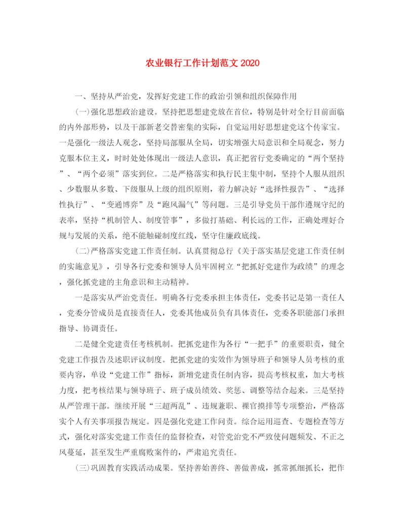 精编之农业银行工作计划范文.docx