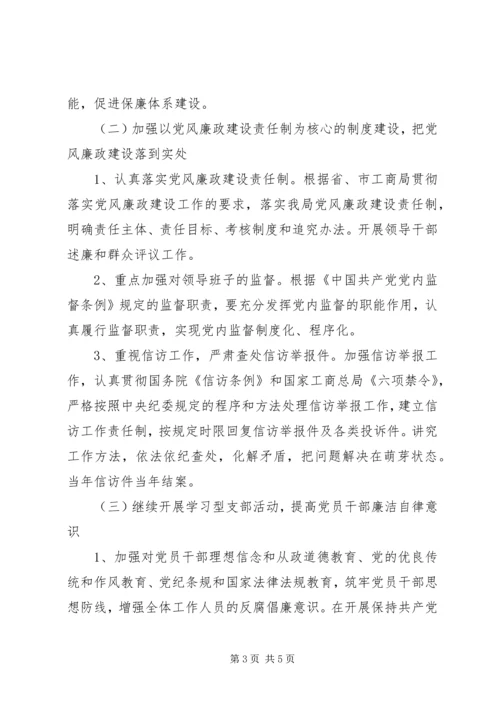 工商局贯彻落实党风廉政建设情况的汇报 (2).docx