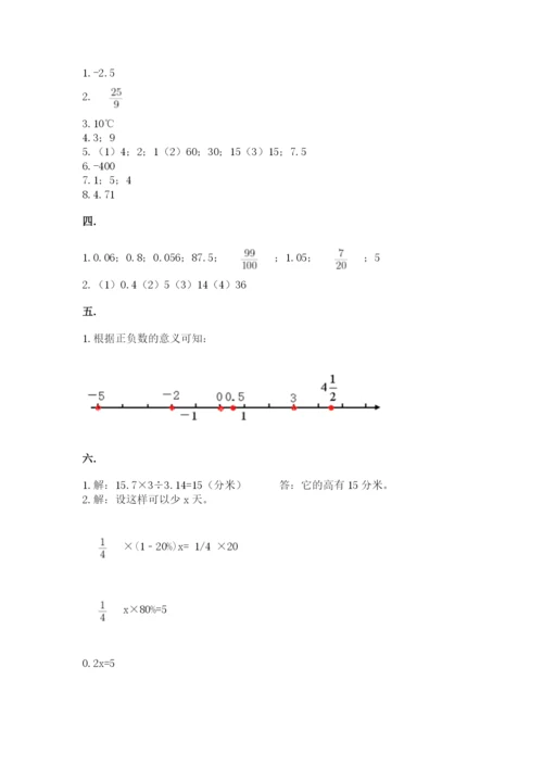 小学六年级数学摸底考试题含答案（巩固）.docx