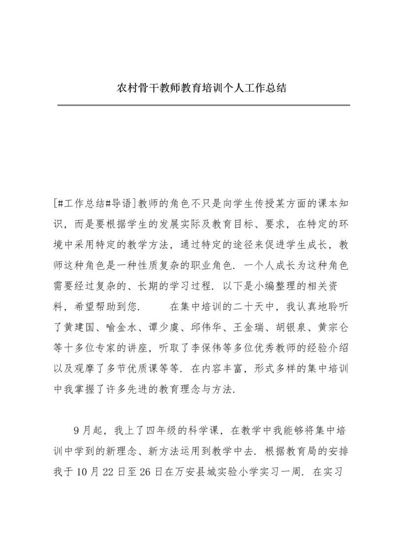 农村骨干教师教育培训个人工作总结.docx