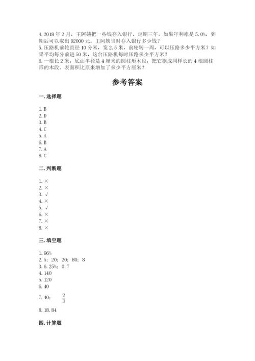 北京版六年级下册数学期中测试卷附参考答案（培优b卷）.docx