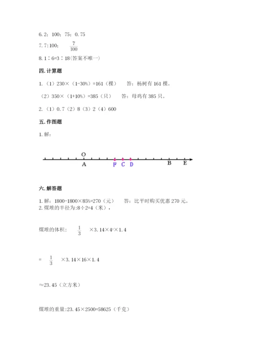 甘谷县六年级下册数学期末测试卷精品加答案.docx