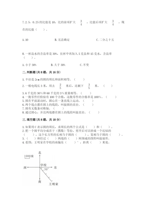 小学六年级上册数学期末测试卷含完整答案【典优】.docx