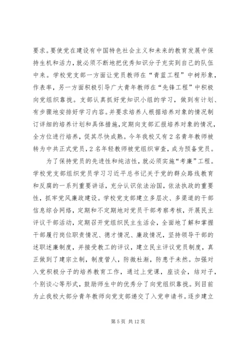 学校党支部工作自检报告.docx