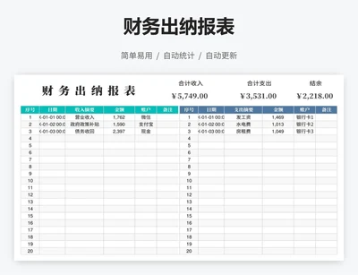 财务出纳报表