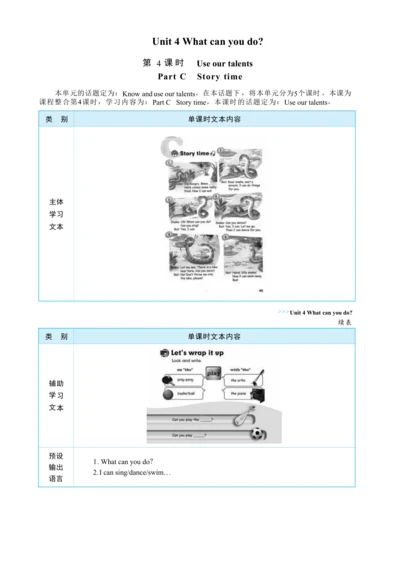 Unit 4 What can you do Part C    Story time大单元整体教学