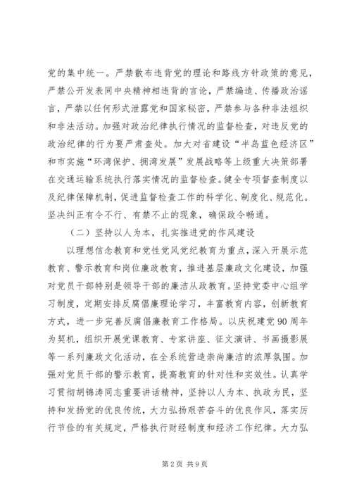 市交运部门党风廉政建设意见.docx