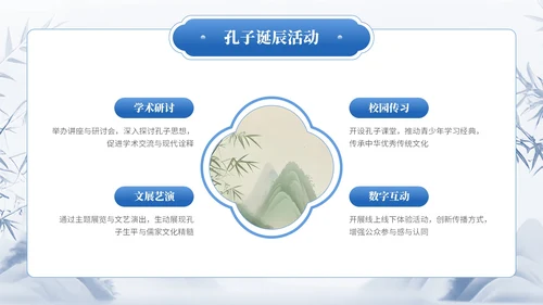 蓝色中国风通用型孔子诞辰文化宣传PPT模板