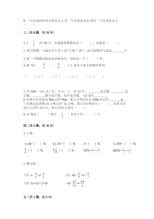 河南省平顶山市六年级下册数学期末测试卷（培优b卷）.docx