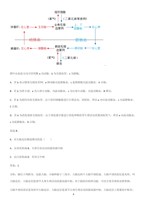 通用版初中生物七年级下册第四单元生物圈中的人知识汇总笔记-(2).docx