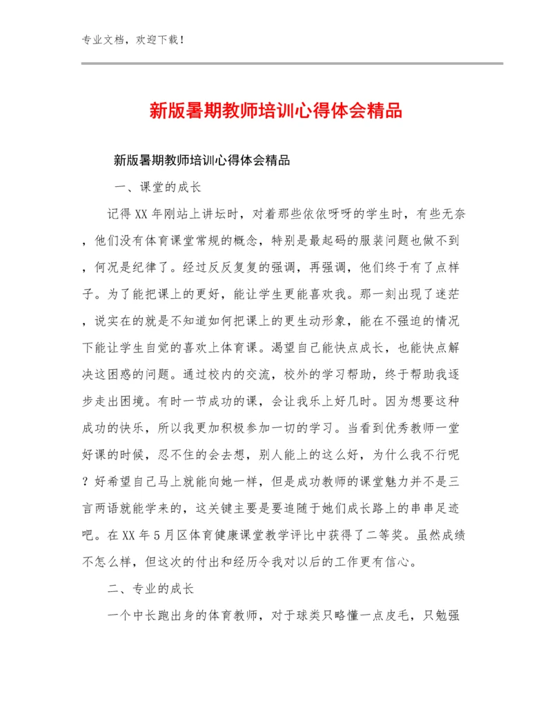 2024新版暑期教师培训心得体会精品优选例文18篇合辑.docx