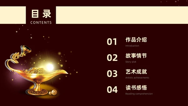 棕色一千零一夜读书分享交流会课件模板