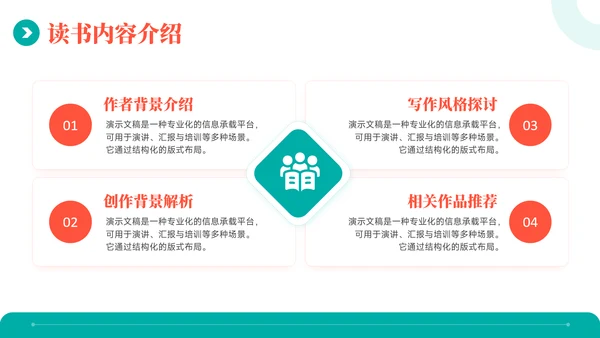 红绿色插画风读书分享分会PPT模板