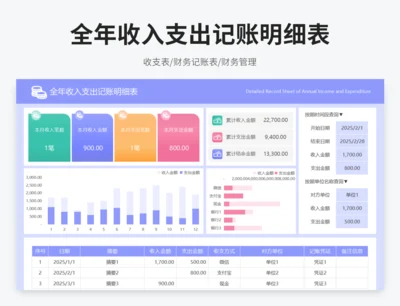 全年收入支出记账明细表