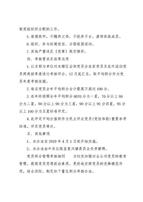 党员积分管理考核细则