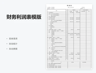 财务利润表模版