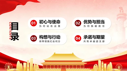 红色党政中国风共青团竞选团支书PPT模板