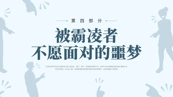 蓝色简约大学校园欺凌PPT培训课件
