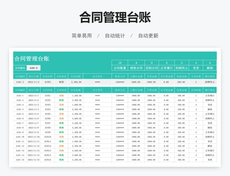合同管理台账