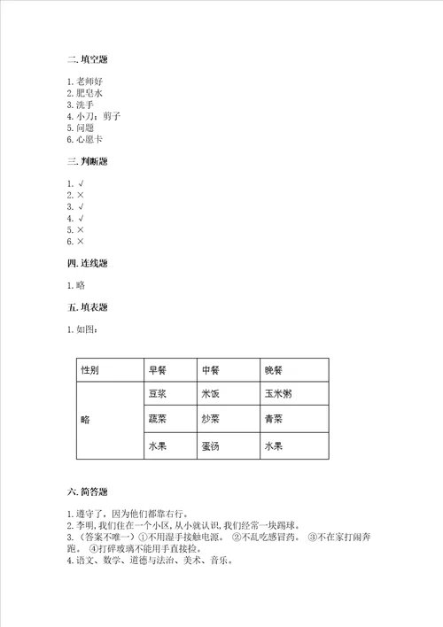 一年级上册道德与法治期末测试卷及答案历年真题