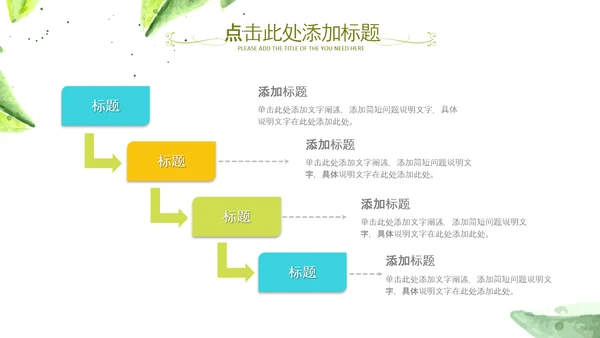 水彩清新绿叶教师说课教育教学课件PPT模板