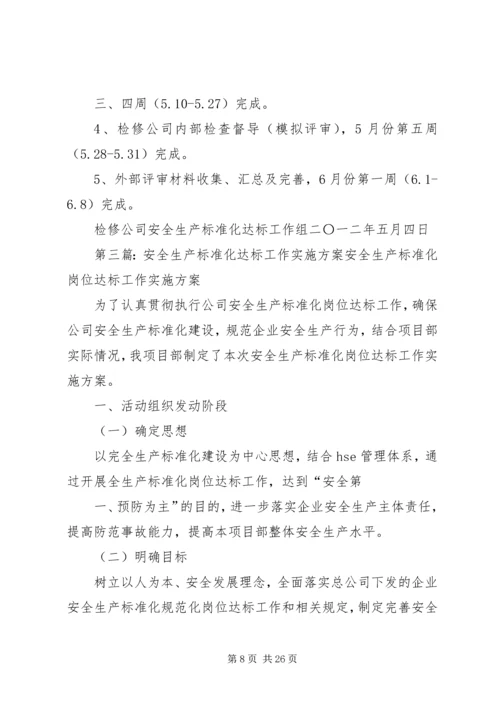 检修部安全生产标准化达标规划方案.docx