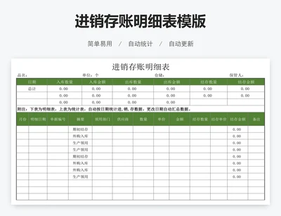 进销存账明细表模版