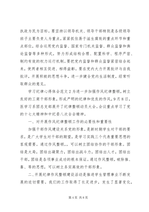 学习纪律心得体会范文.docx