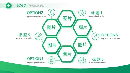 绿色医疗医药市场分析动态PPT模板