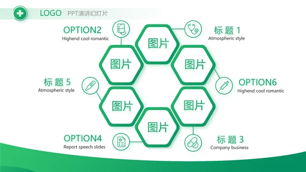 绿色医疗医药市场分析动态PPT模板