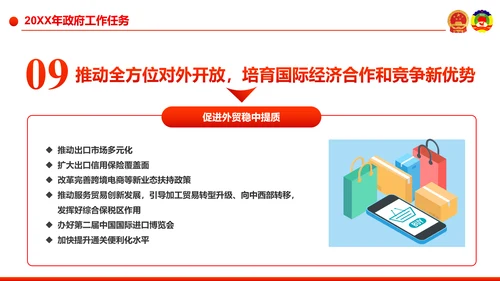 党政大气解读全国两会政府工作报告PPT模板