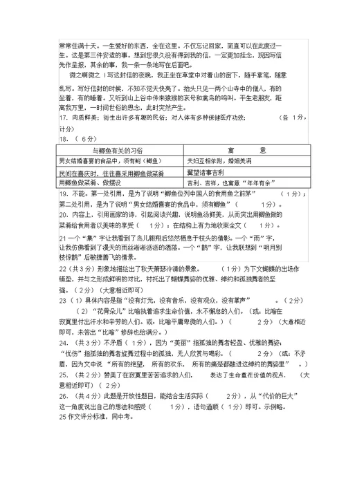 江苏省宝应县2022中考语文网上阅卷适应性模拟测试试卷苏教版