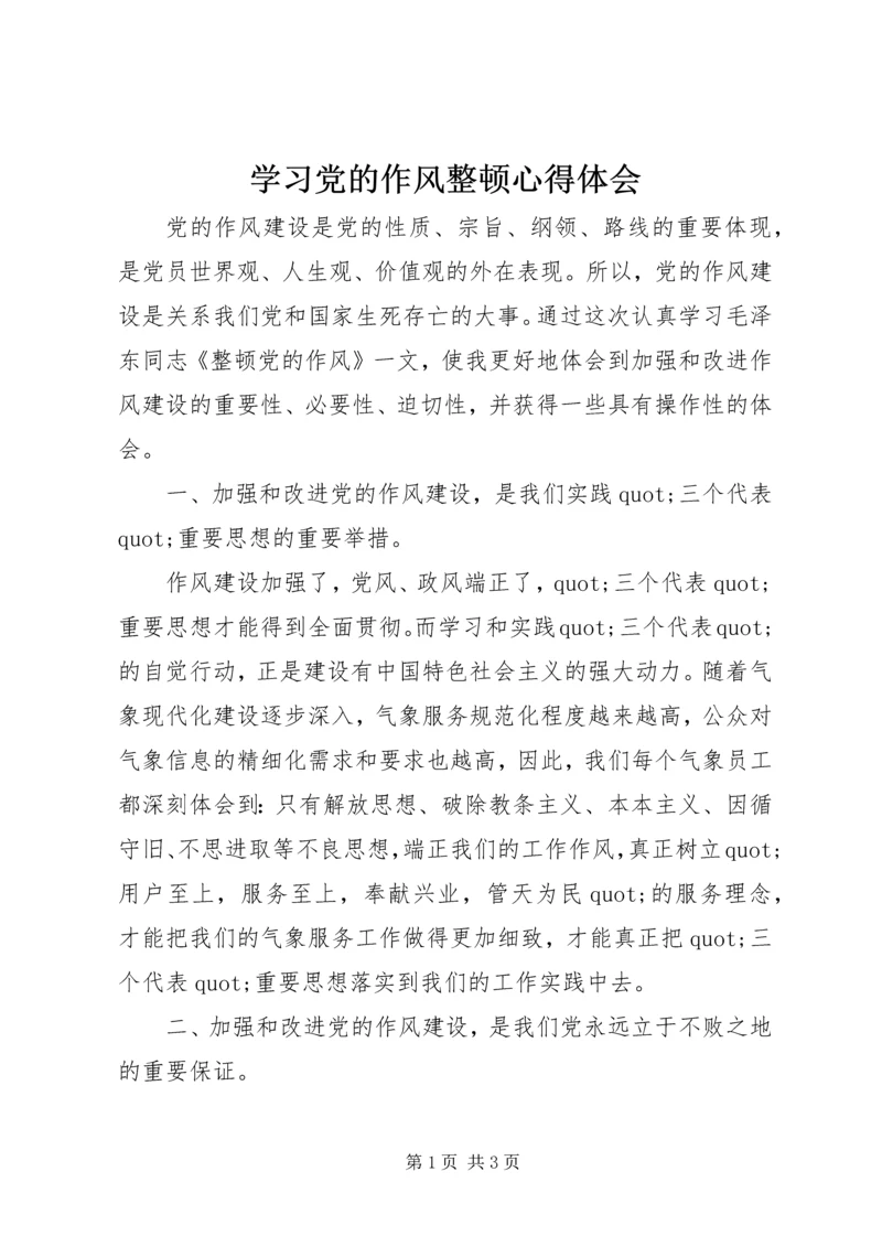 学习党的作风整顿心得体会.docx