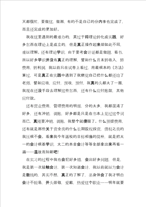 2022年会计社会实践报告模板2022年
