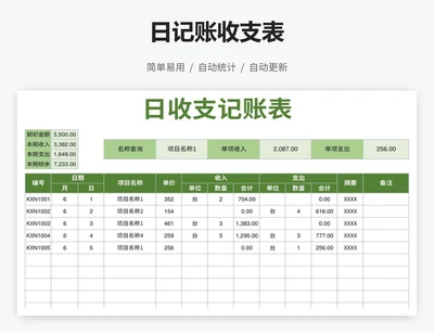 日记账收支表