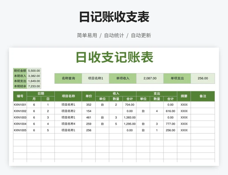 日记账收支表