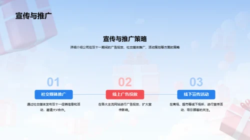 蓝红色创意双十一促销计划发布会PPT模板