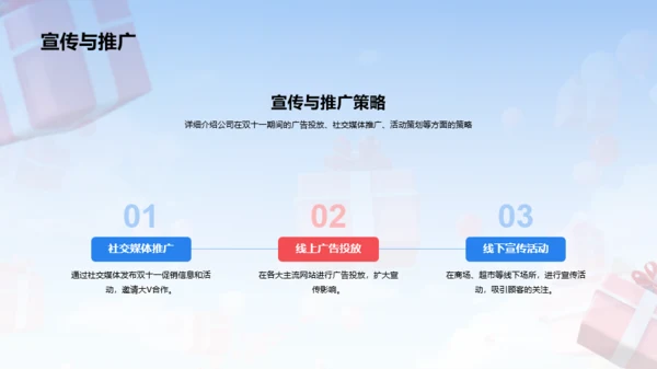 蓝红色创意双十一促销计划发布会PPT模板