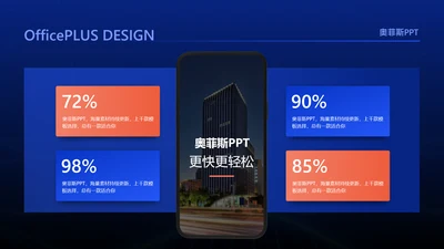 商务风蓝色并列关系4项PPT图文页