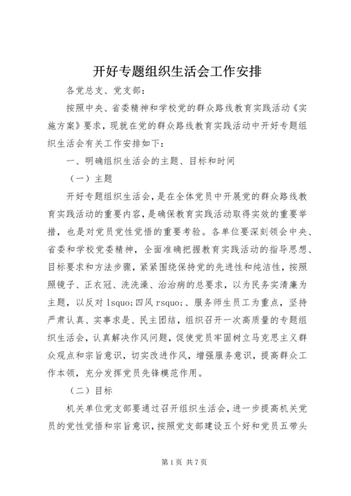 开好专题组织生活会工作安排.docx