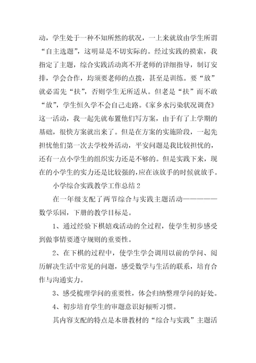 小学综合实践教学工作总结