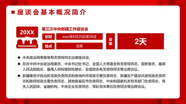 第三次中央新疆工作座谈会PPT模版
