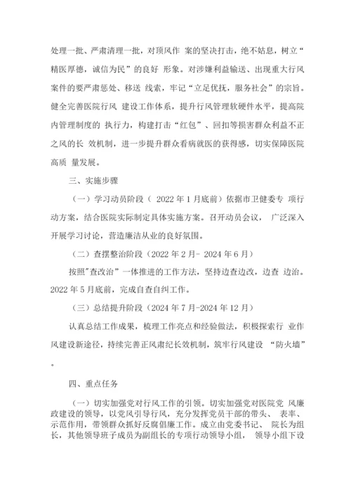 医务工作人员廉洁从业专项行动工作实施方案2.docx