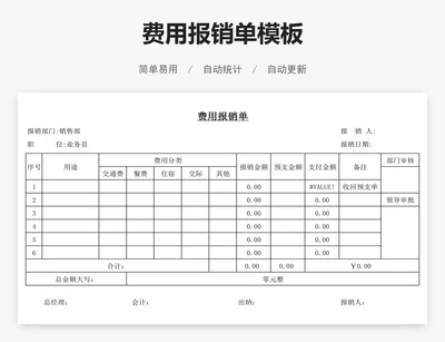费用报销单模板