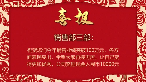 喜庆中国红公司企业喜报通用PPT模版