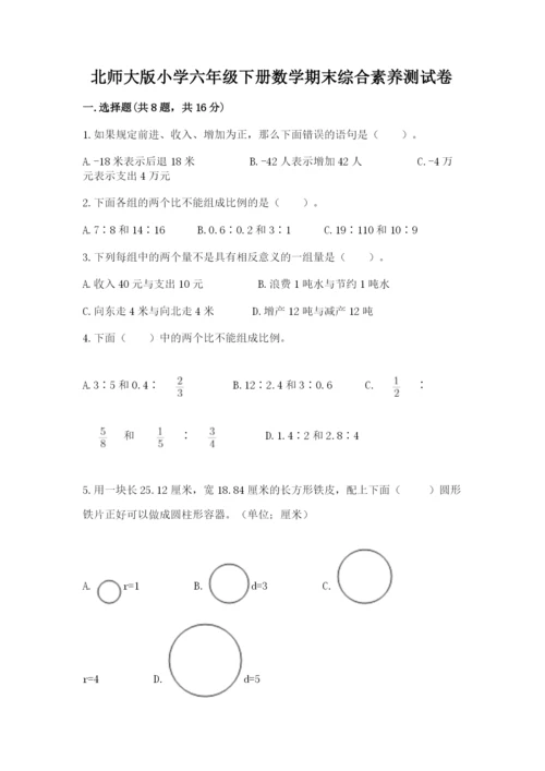 北师大版小学六年级下册数学期末综合素养测试卷审定版.docx