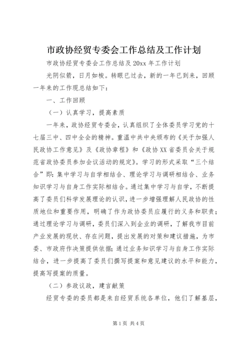 市政协经贸专委会工作总结及工作计划.docx