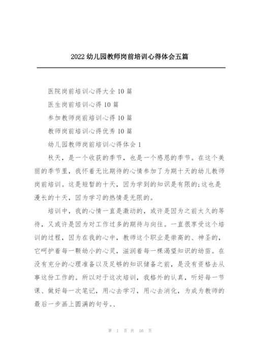 2022幼儿园教师岗前培训心得体会五篇.docx