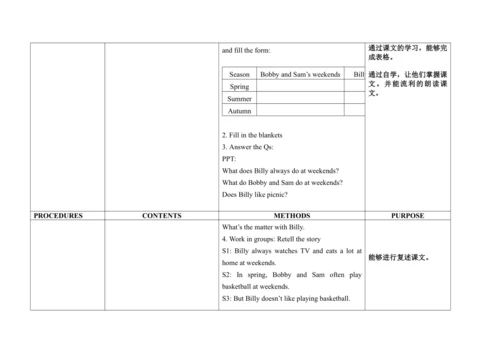 Unit 7 At weekends 单元整体教案设计（4个课时）