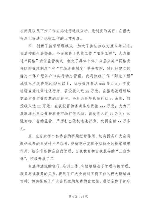 县工商局上半年执收工作情况汇报 (2).docx